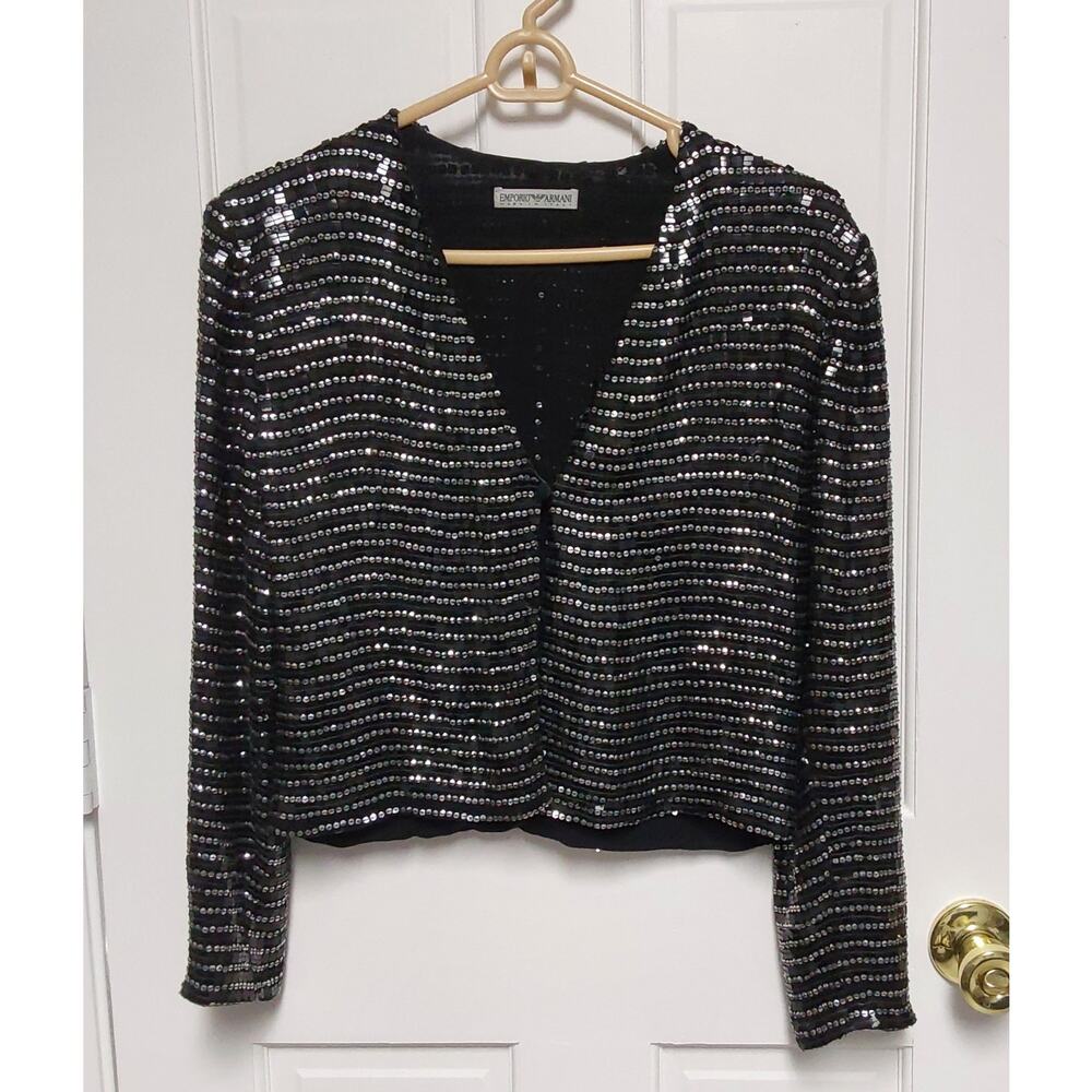 Rare Vintage Emporio Armani Sequin Cocktail Jacket Made In Italy Size TA42, US6